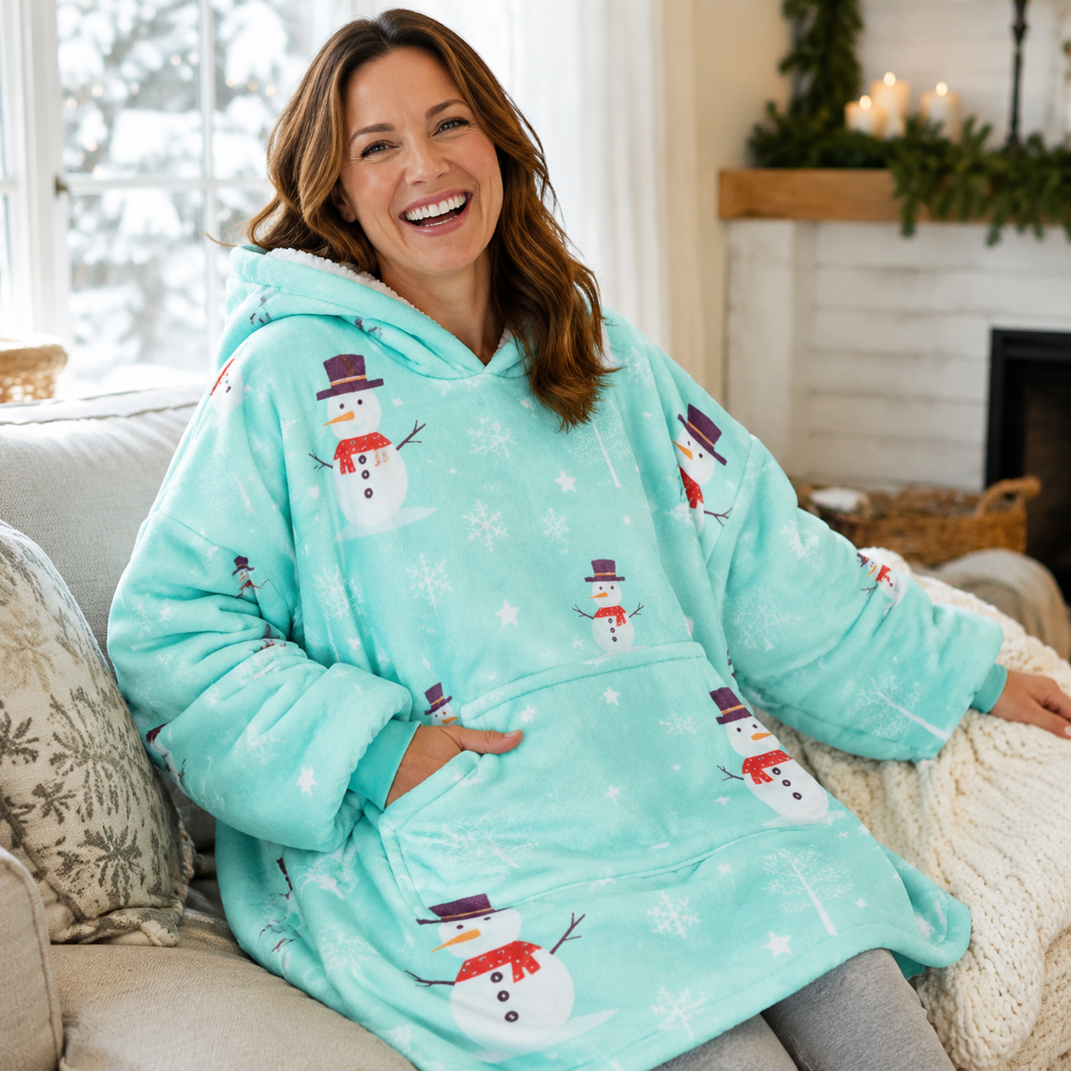 Wearable Blanket Hoodie for Women, Oversized Fleece Pullover