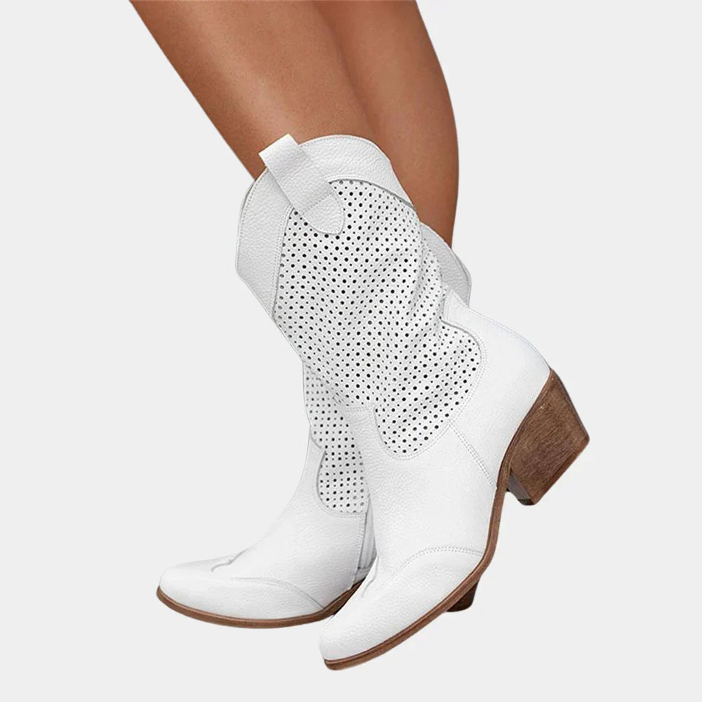 Wilhelmina | Women's Perforated Pointed Toe Cowboy Boots