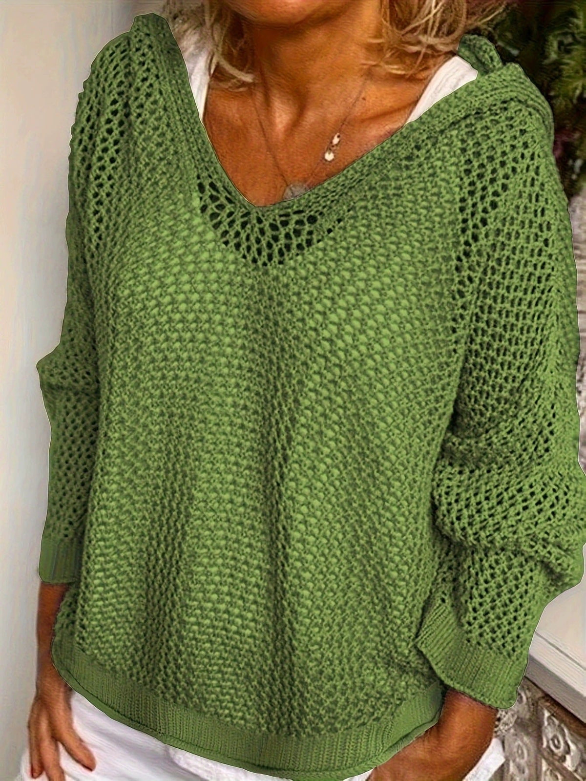 Winnifred | Women's Hooded Open Knit Crochet Sweater