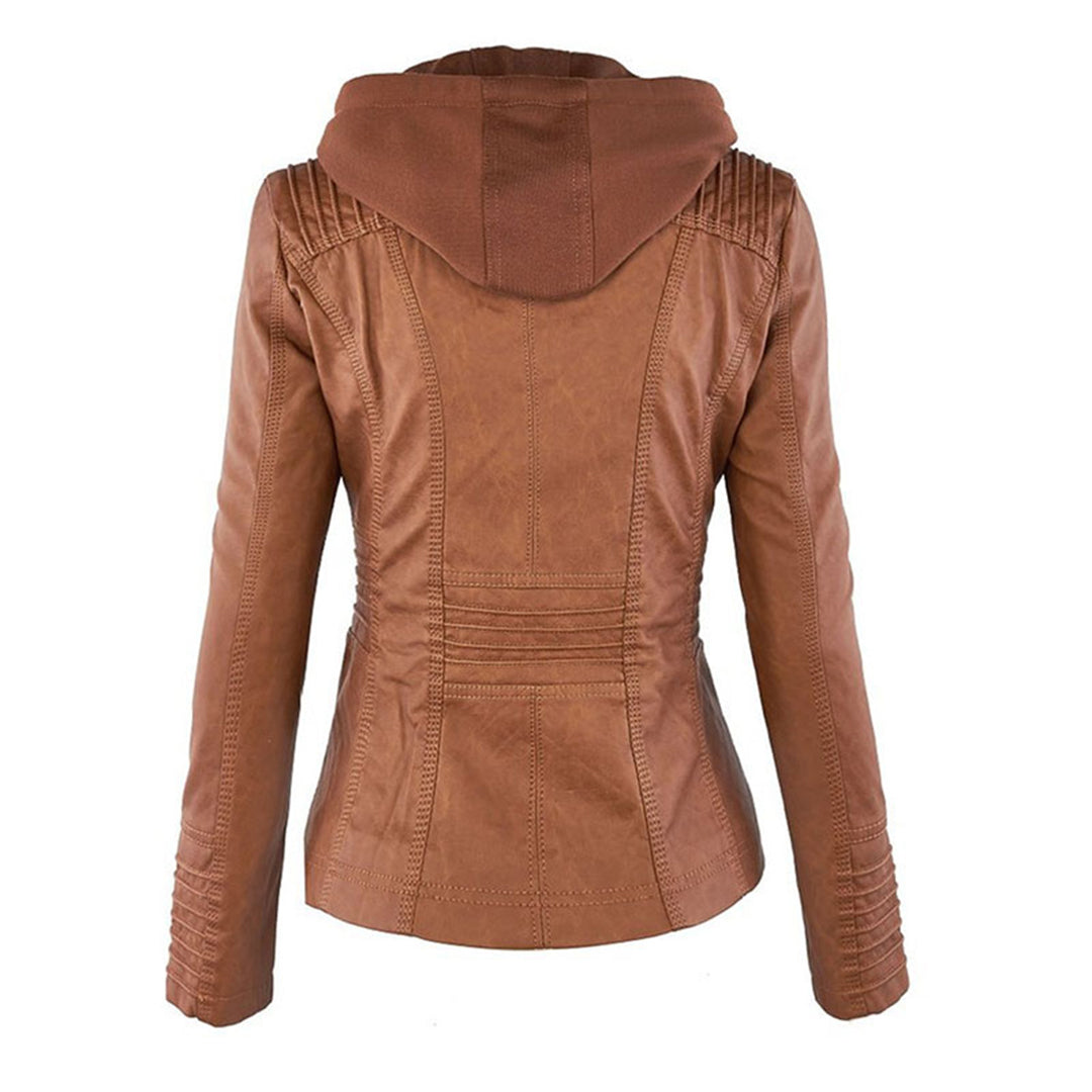 Winona | Women's Hood Zip-Up Faux Leather Jacket