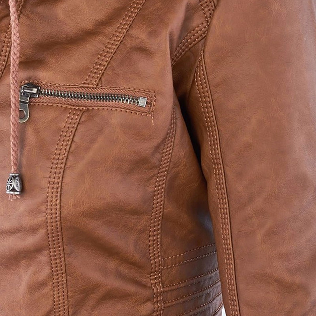Winona | Women's Hood Zip-Up Faux Leather Jacket