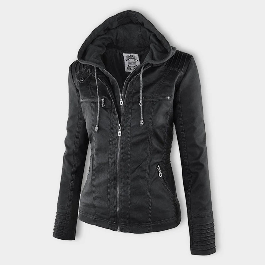 Winona | Women's Hood Zip-Up Faux Leather Jacket