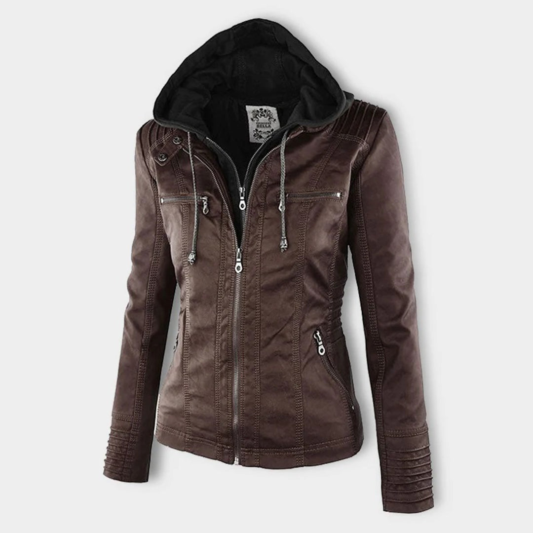 Winona | Women's Hood Zip-Up Faux Leather Jacket