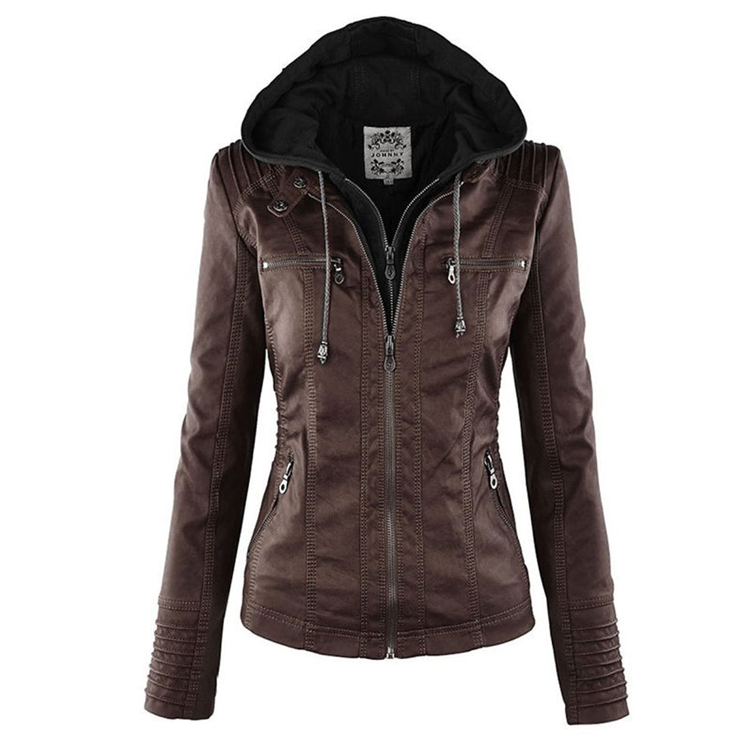 Winona | Women's Hood Zip-Up Faux Leather Jacket