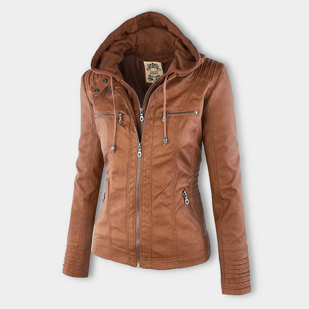 Winona | Women's Hood Zip-Up Faux Leather Jacket