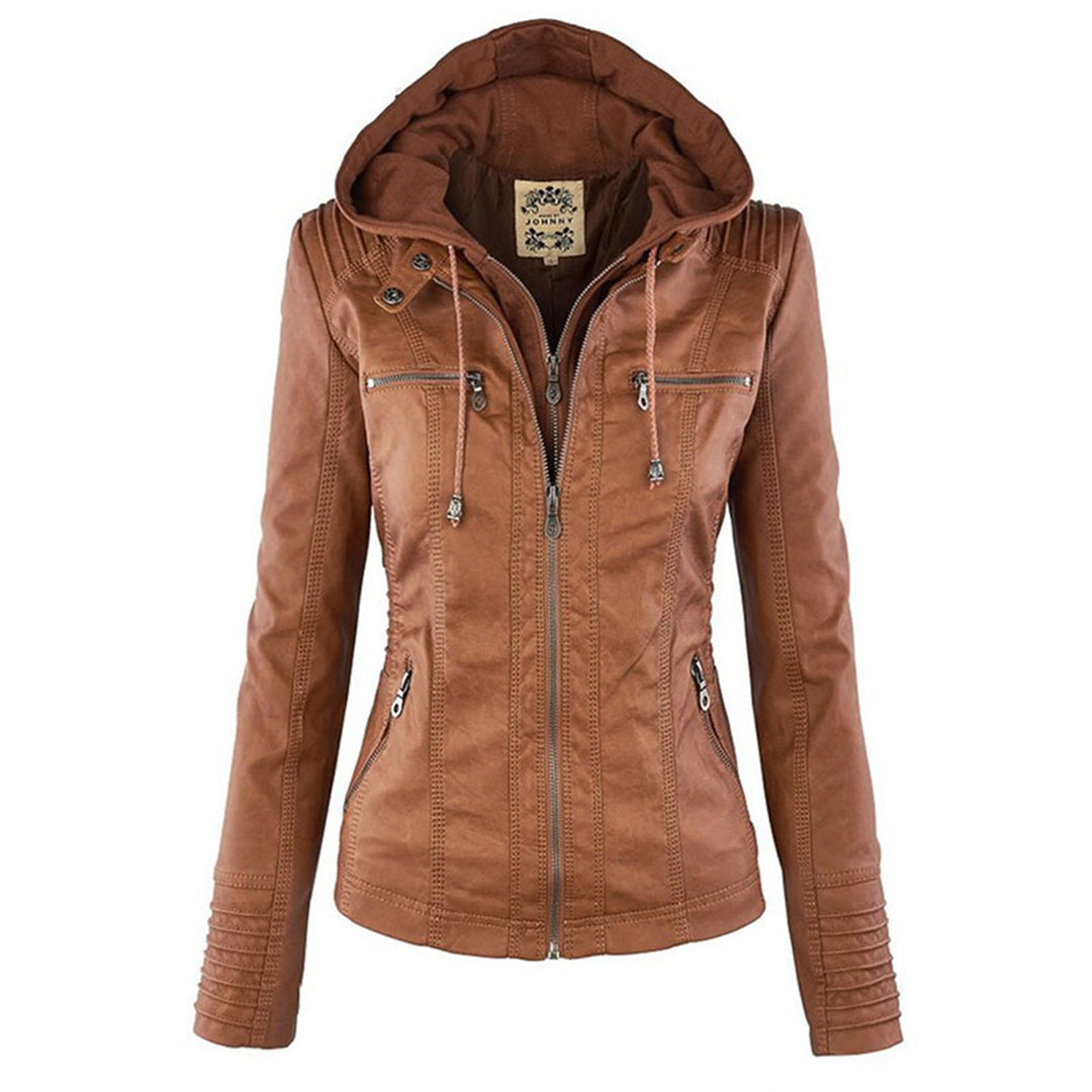 Winona | Women's Hood Zip-Up Faux Leather Jacket