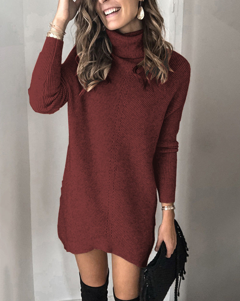 Winona | Women's Ribbed Turtleneck Sweater Dress