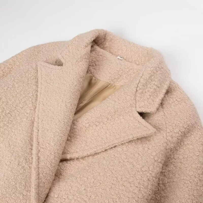 Women's Belted Teddy Coat with Notched Collar