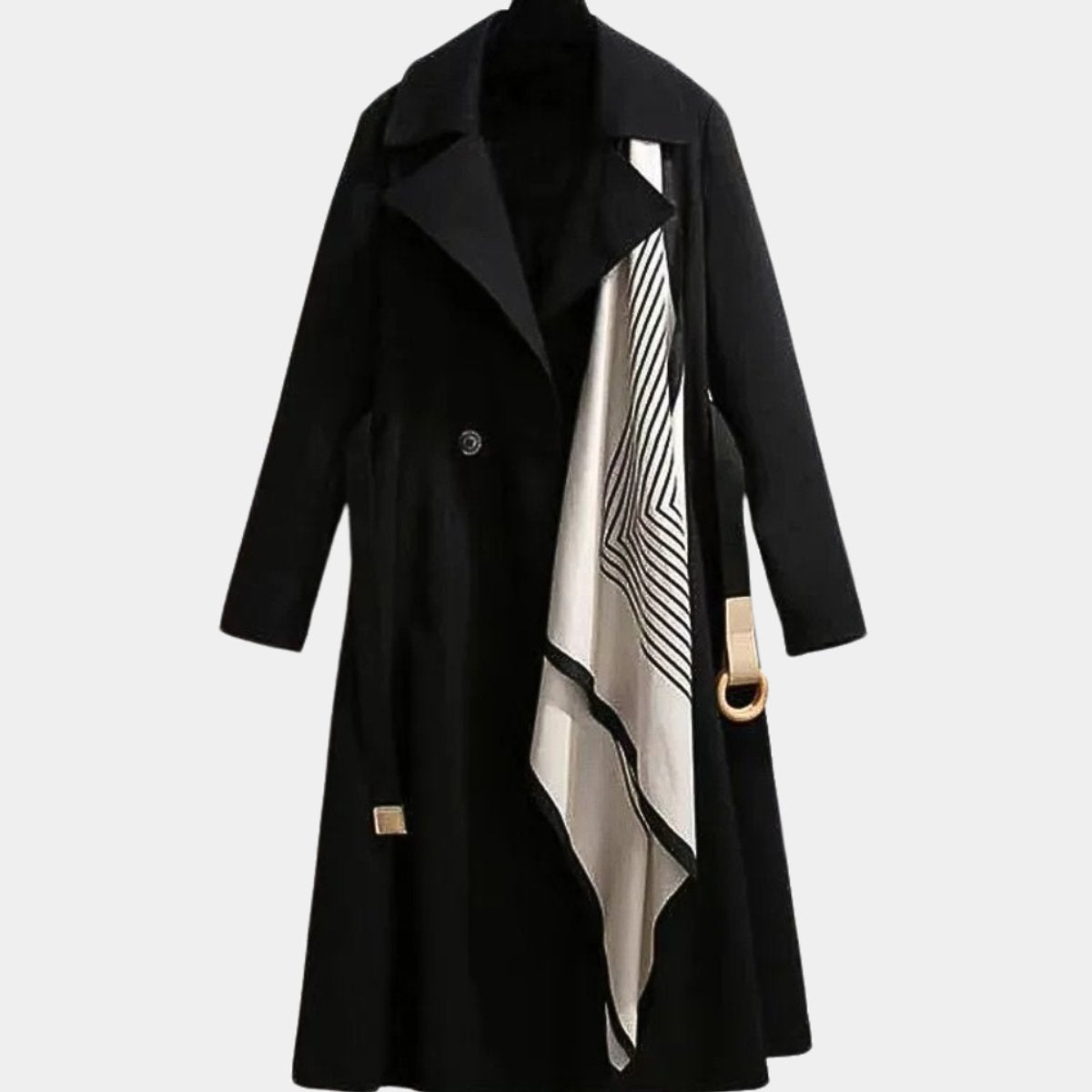 Women's Belted Trench Coat Midi Length Turndown Collar