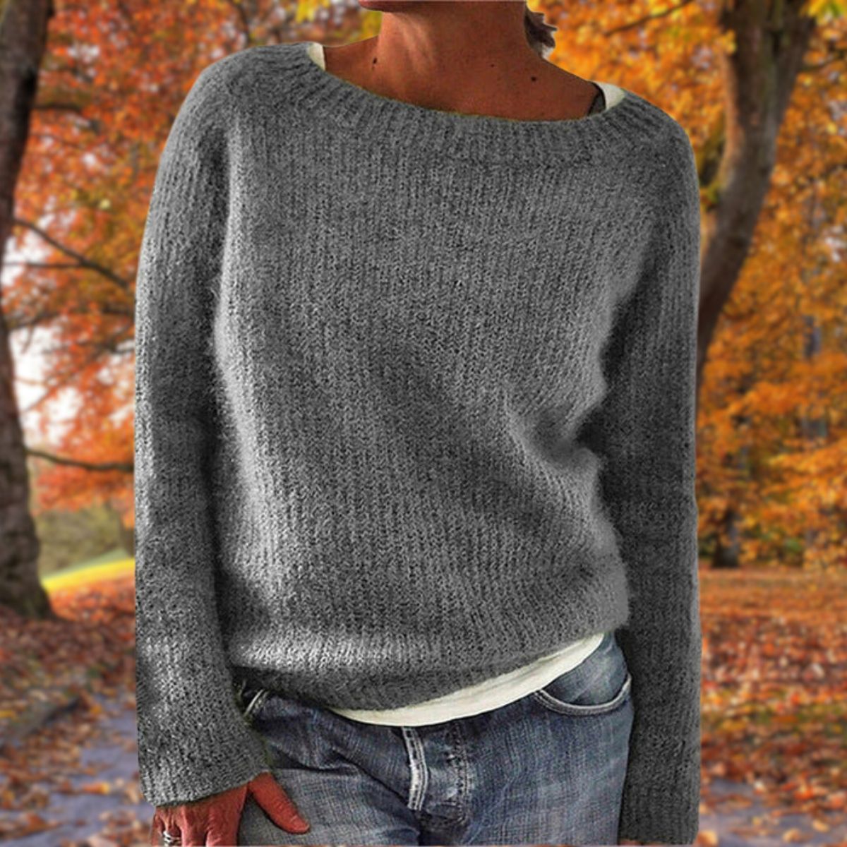 Women's Boat Neck Jumper with Textured Finish