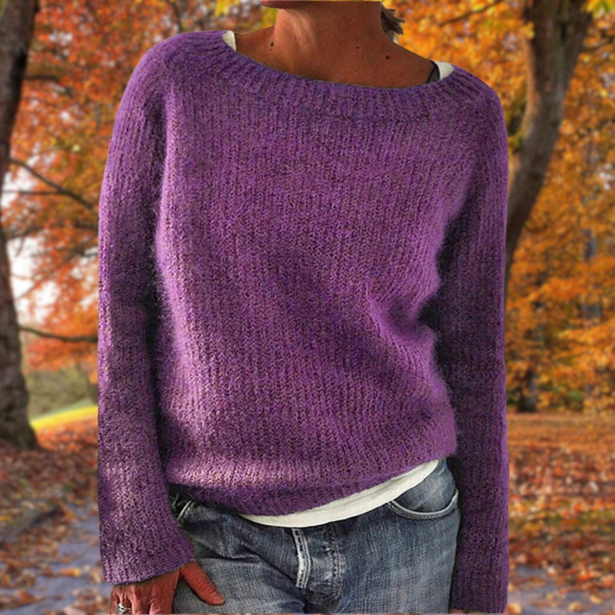 Women's Boat Neck Jumper with Textured Finish