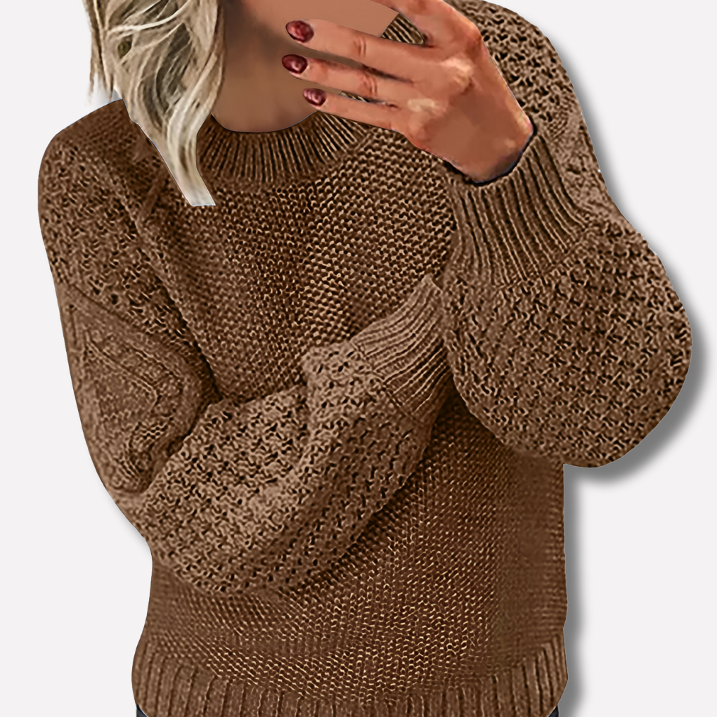 Women's Cable Knit Crew Neck Jumper for Autumn Winter