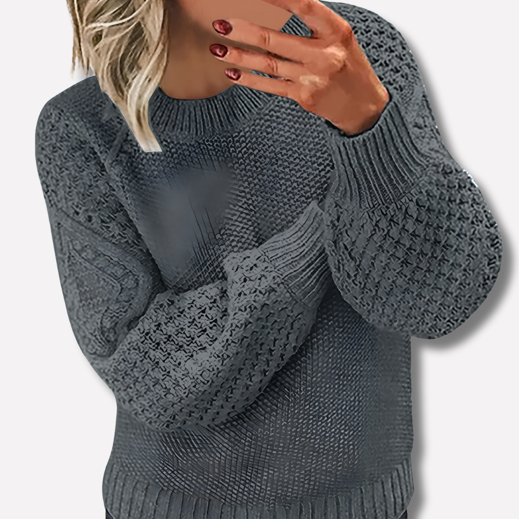 Women's Cable Knit Crew Neck Jumper for Autumn Winter
