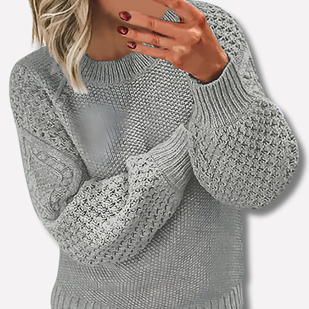 Women's Cable Knit Crew Neck Jumper for Autumn Winter