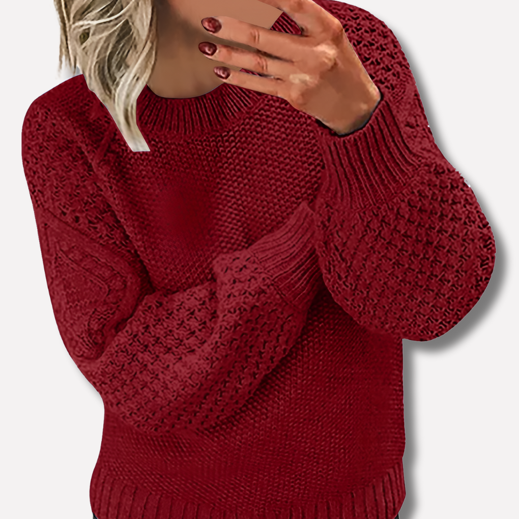 Women's Cable Knit Crew Neck Jumper for Autumn Winter