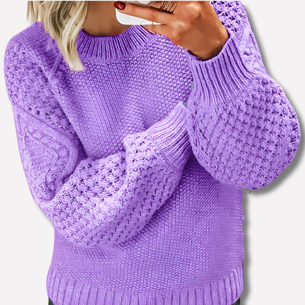 Women's Cable Knit Crew Neck Jumper for Autumn Winter
