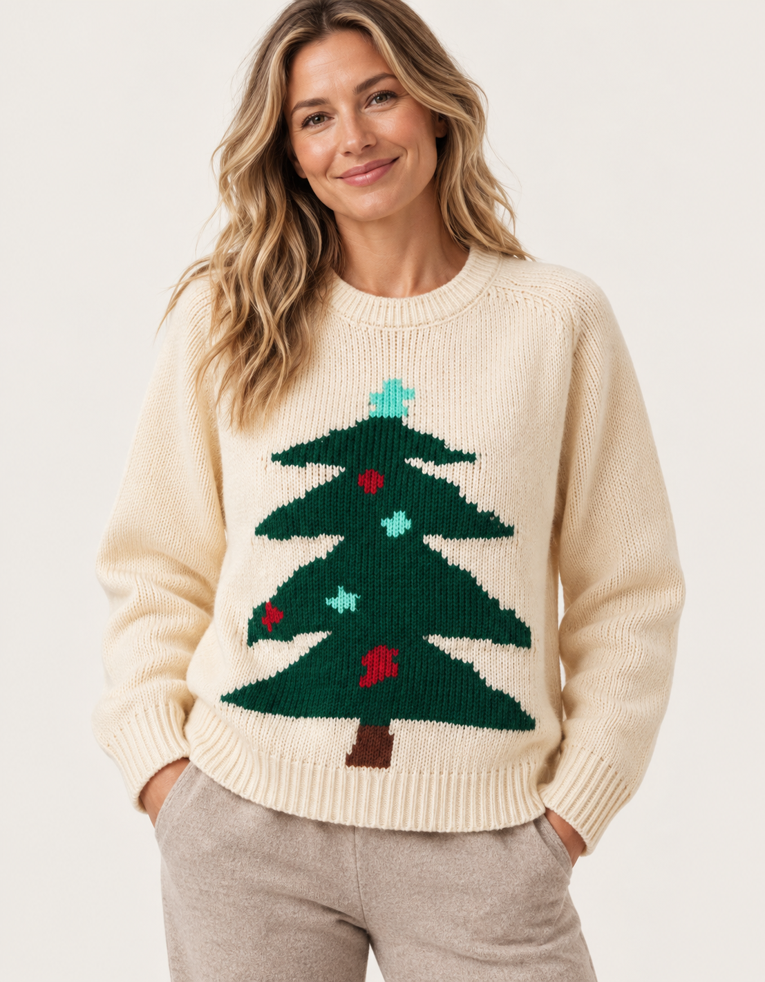 Women's Christmas Tree Jacquard Knit Sweater