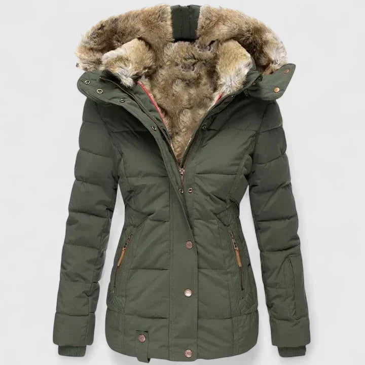 Women's Coat with Adjustable Hood and Pockets