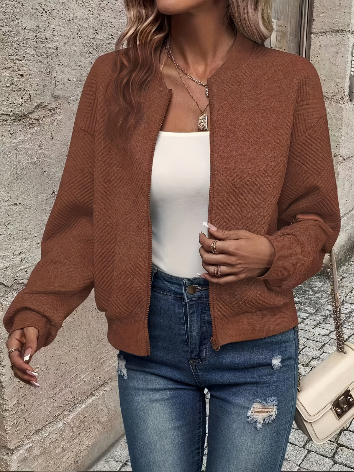 Women's Cropped Quilted Bomber Jacket