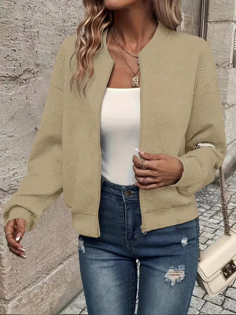 Women's Cropped Quilted Bomber Jacket