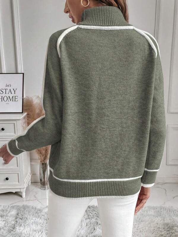 Women's Cropped Striped Turtleneck Sweater