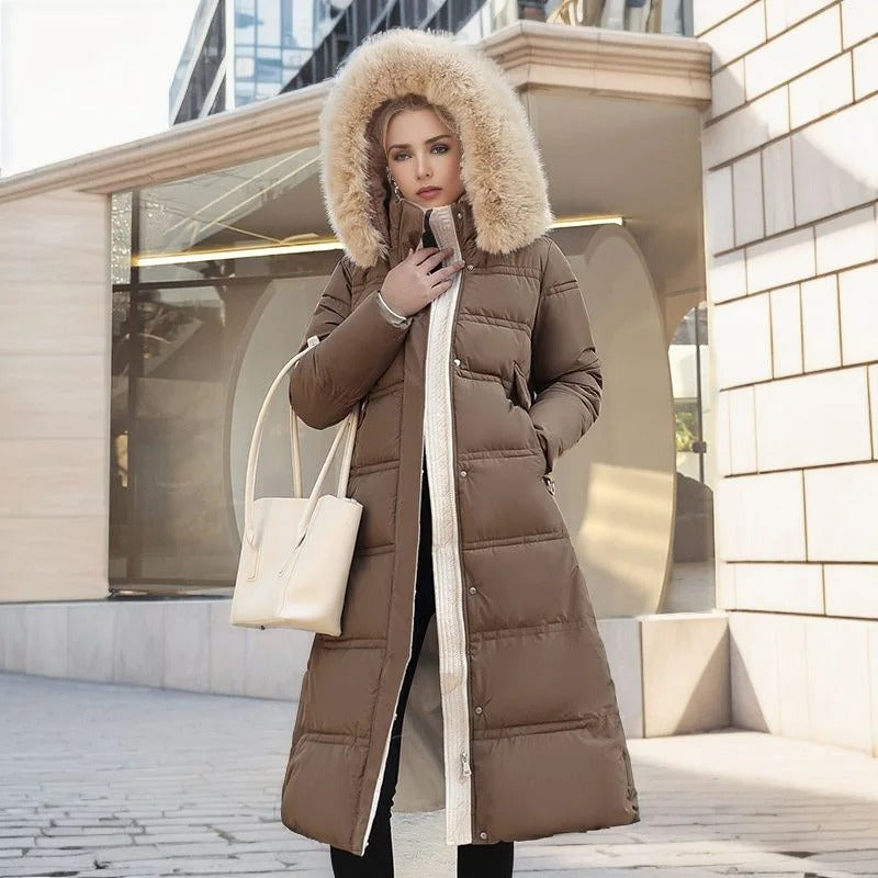 Women's Designer Winter Parka with Fur Hood