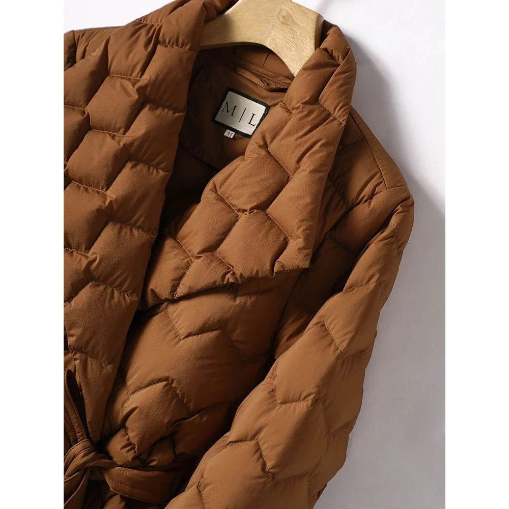 Women's Diamond Quilted Down Jacket | Tailored Lapel