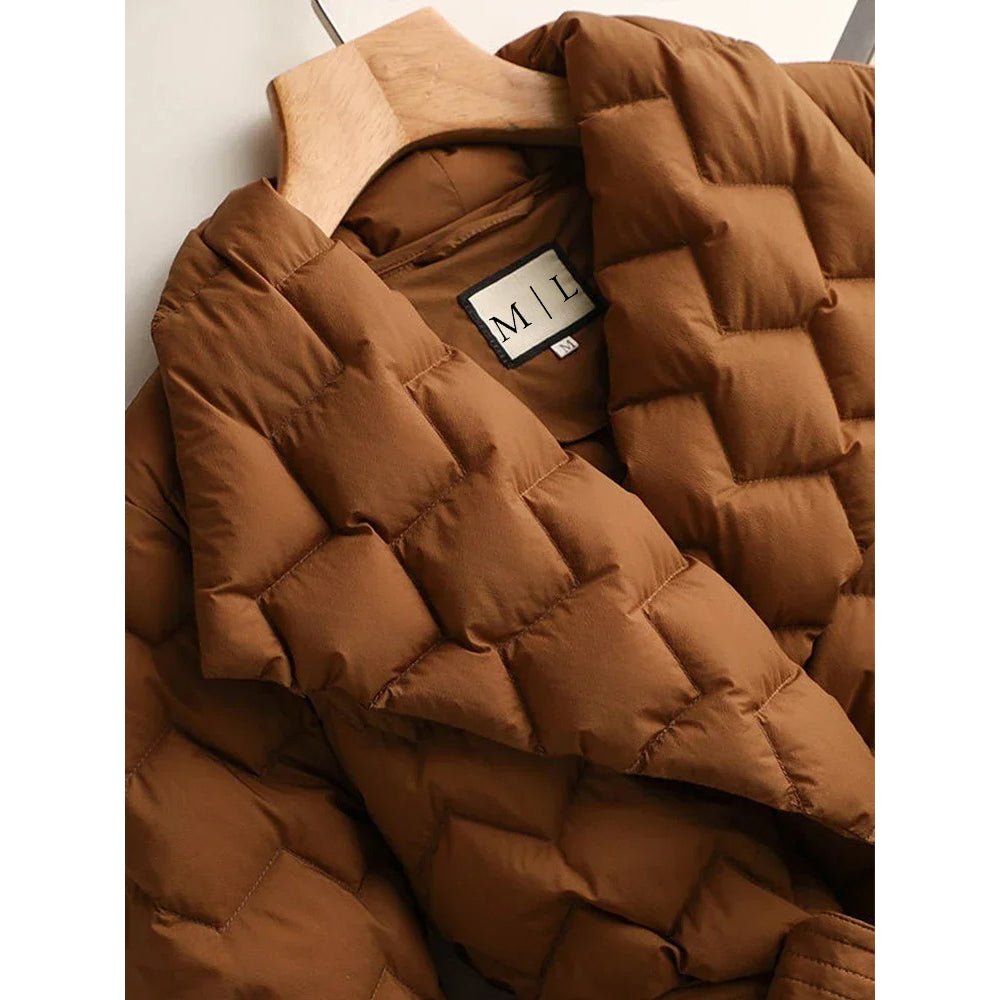 Women's Diamond Quilted Down Jacket | Tailored Lapel