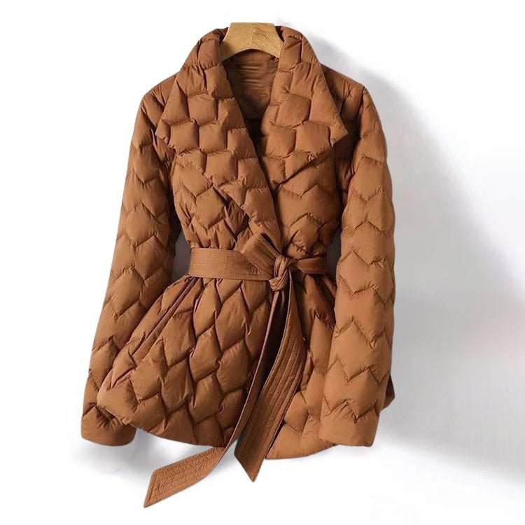 Women's Diamond Quilted Down Jacket | Tailored Lapel