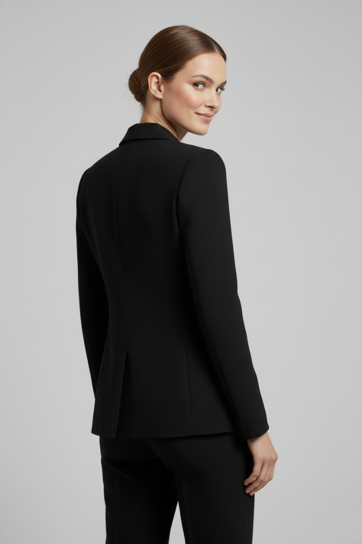 Women's Double-Breasted Blazer with Gold-Tone Button Details