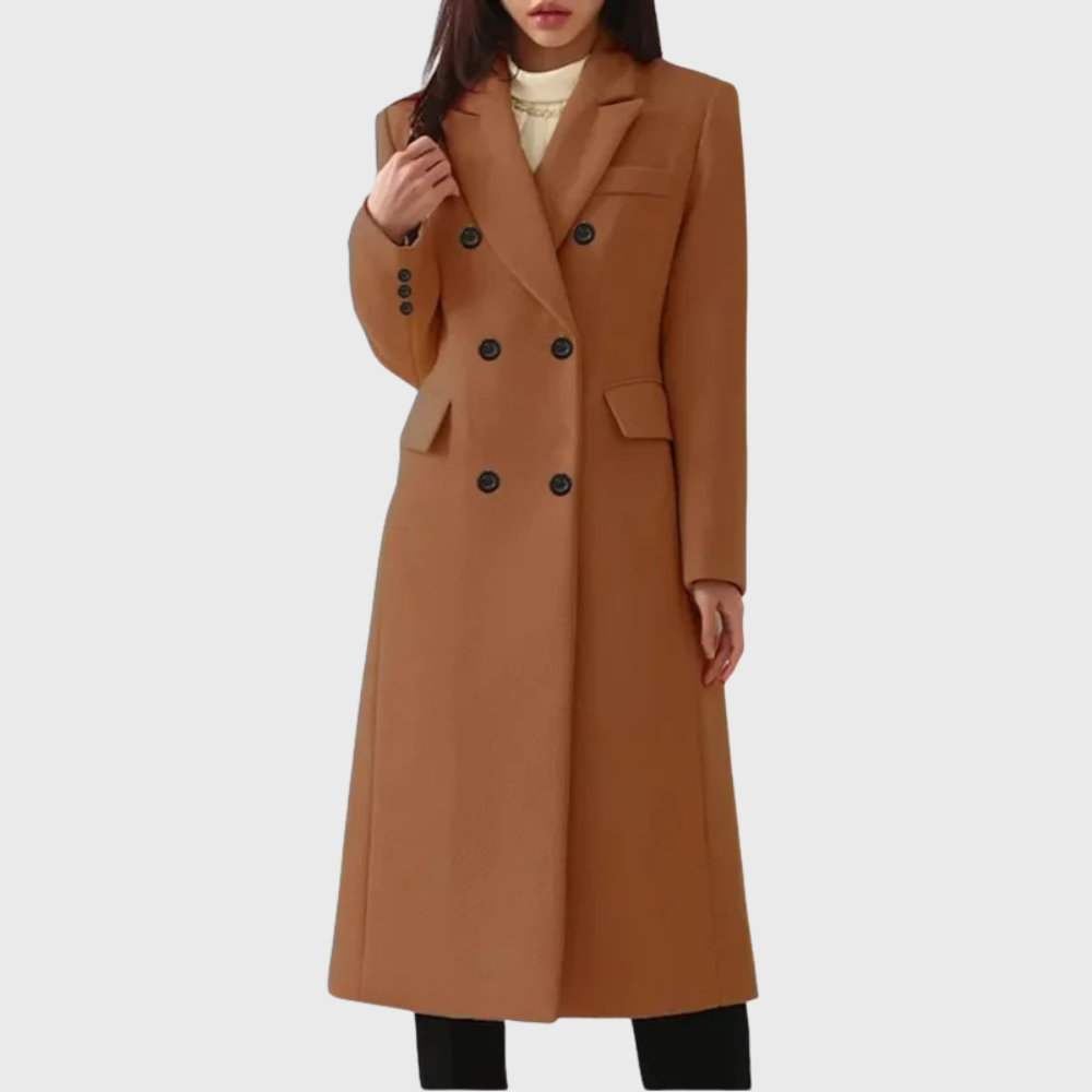 Women's Double-Breasted Long Overcoat
