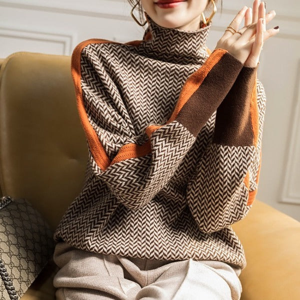 Women's Eleanor Herringbone Luxe Turtleneck Sweater