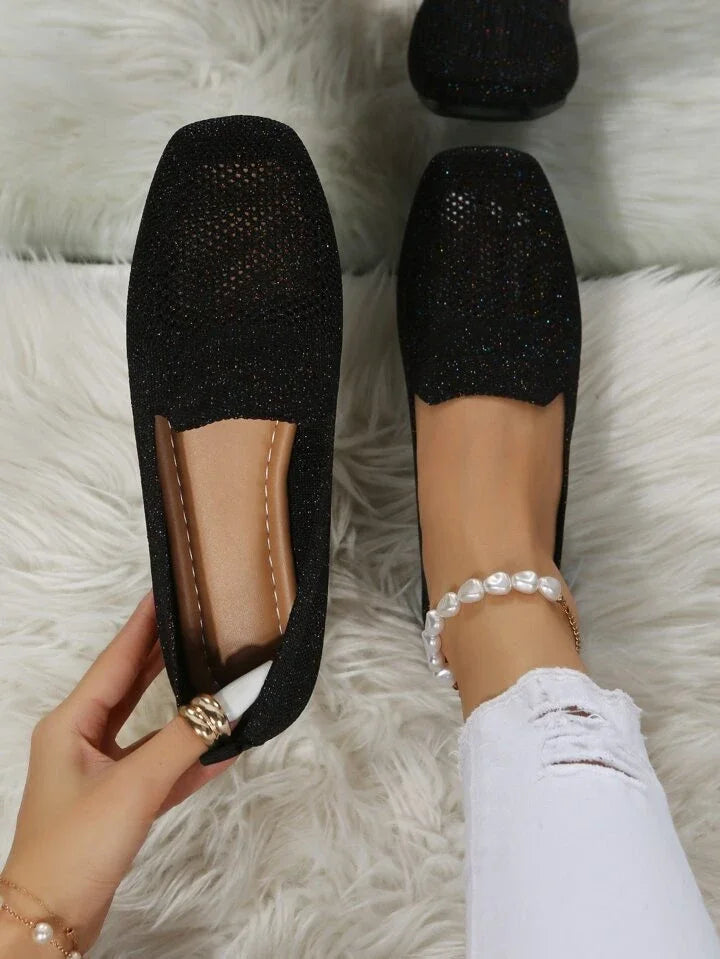 Women's Embellished Ballet Flats with Pearl Ankle Strap