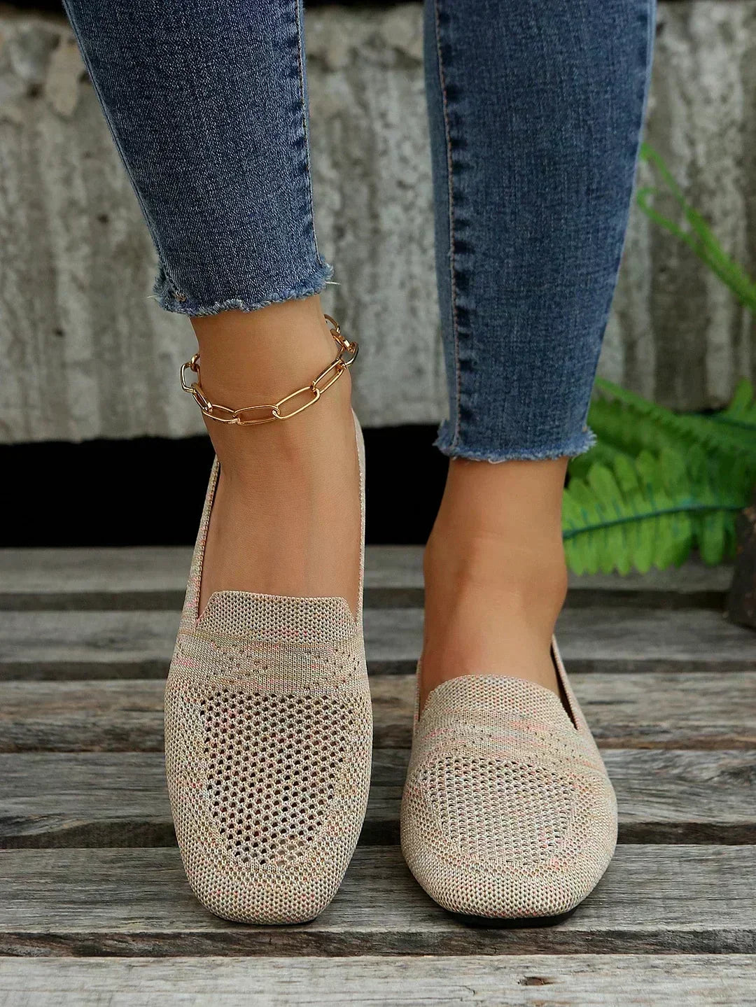 Women's Embellished Ballet Flats with Pearl Ankle Strap
