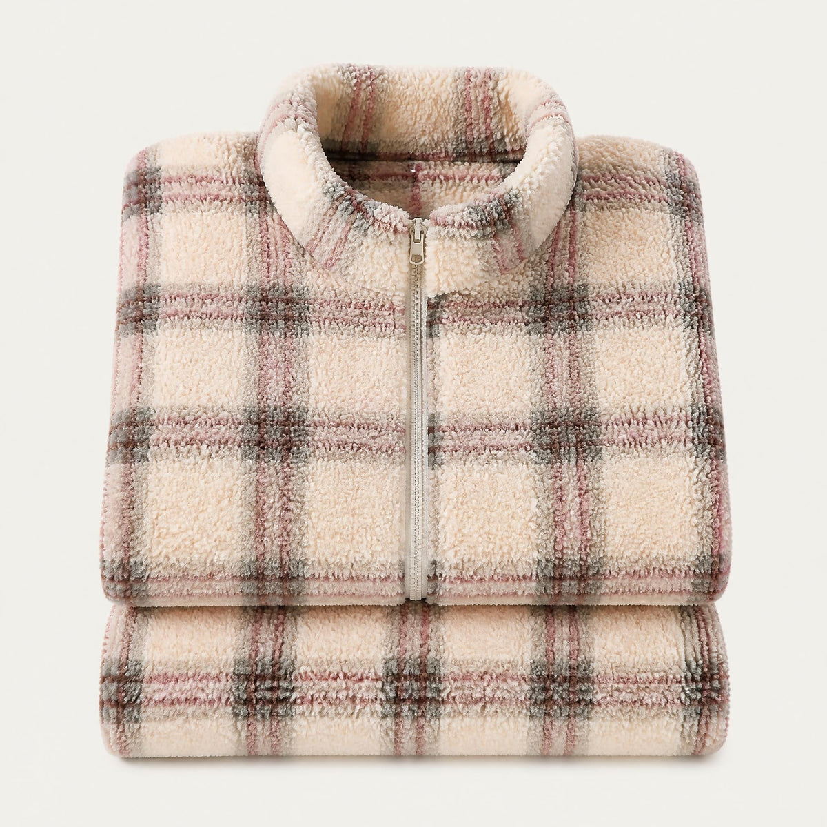 Women's Fleece Pajama Set - Plaid Sherpa Top and Pants