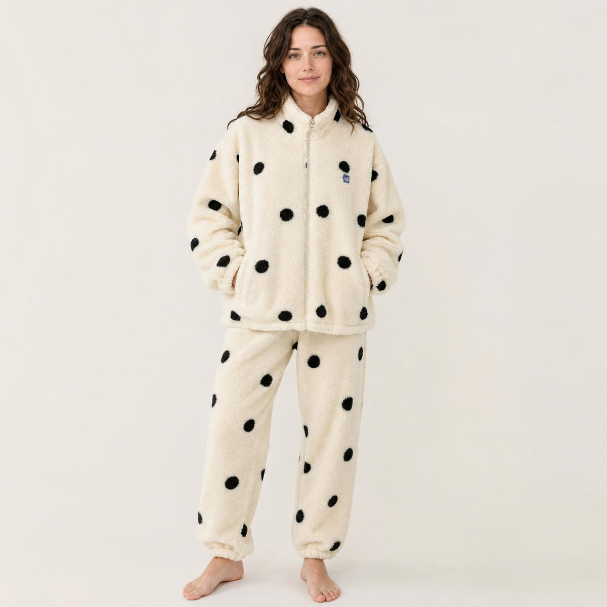 Women's Fleece Pajama Set - Plaid Sherpa Top and Pants