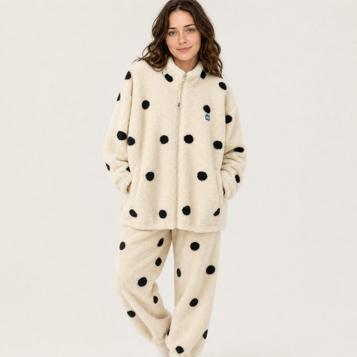 Women's Fleece Pajama Set - Plaid Sherpa Top and Pants