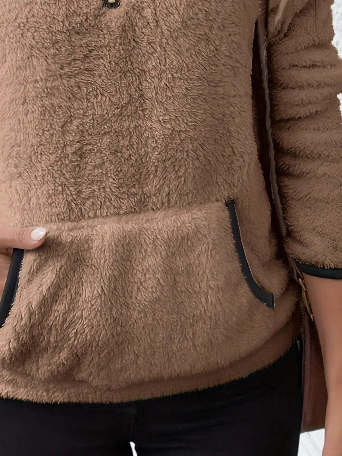 Women's Fuzzy Sherpa Half Zip Pullover Sweater