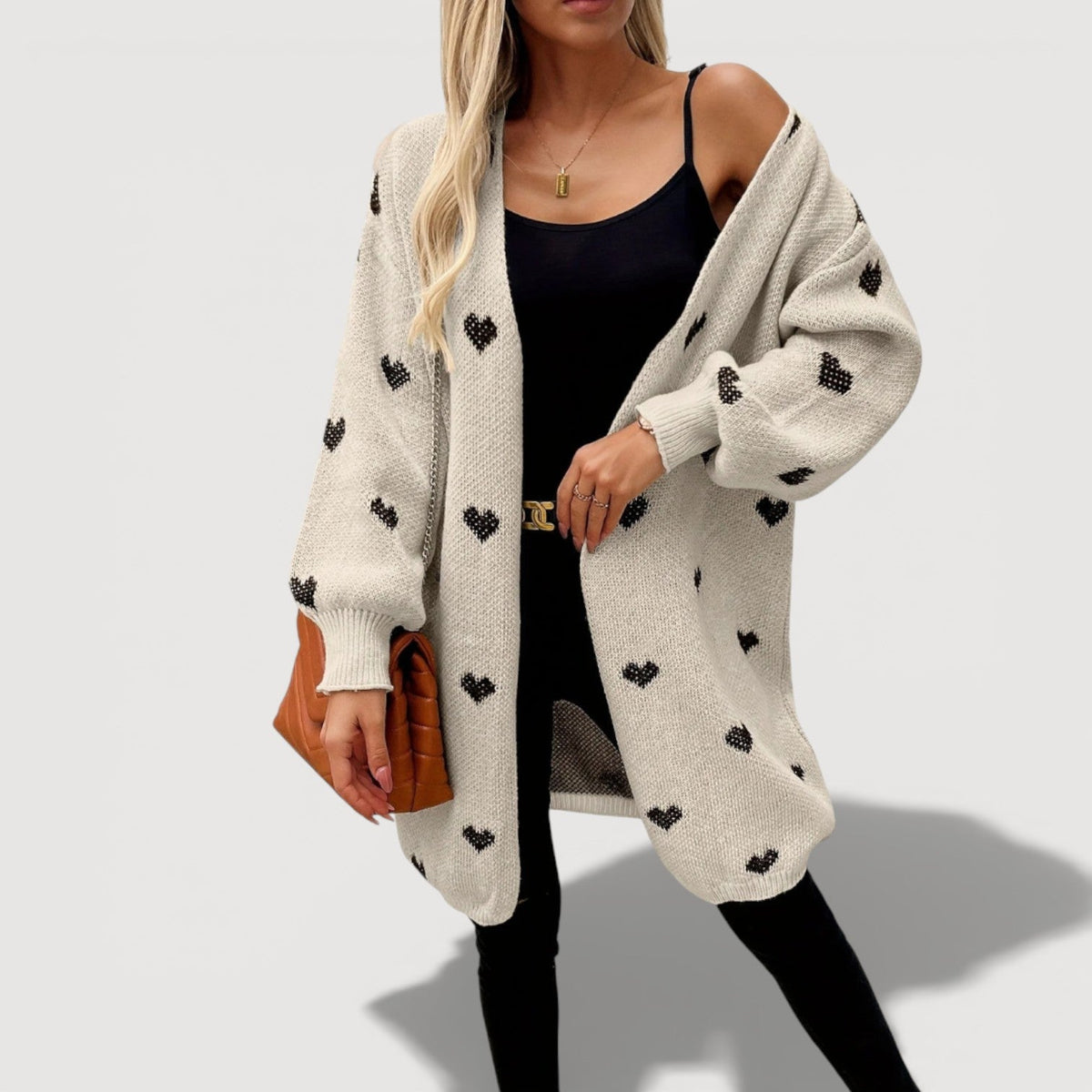 Women's Heart Cardigan in Khaki
