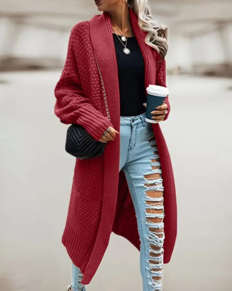 Women's Hooded Oversized Long Chunky Knit Cardigan