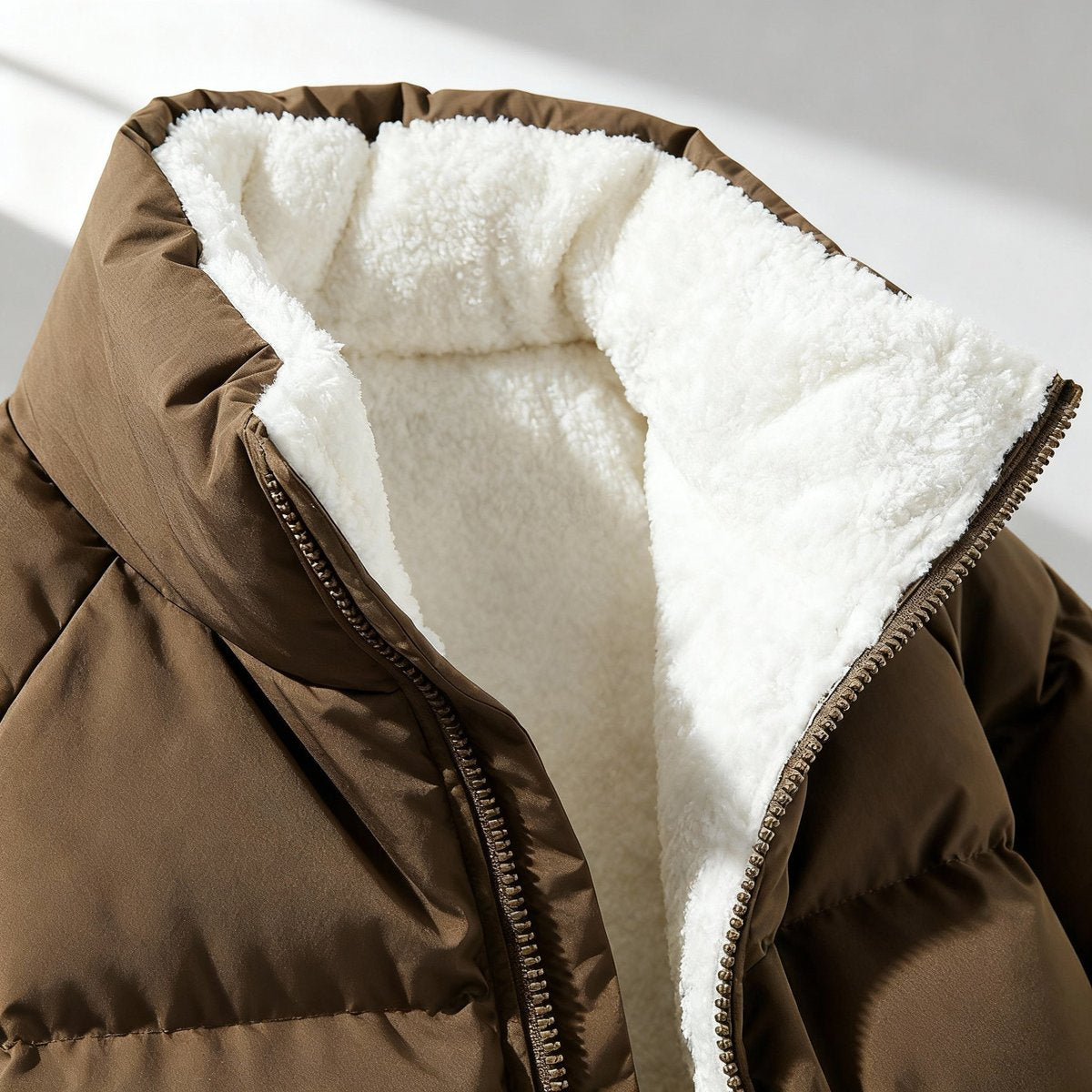 Women's Hooded Puffer Jacket with Fleece Lining
