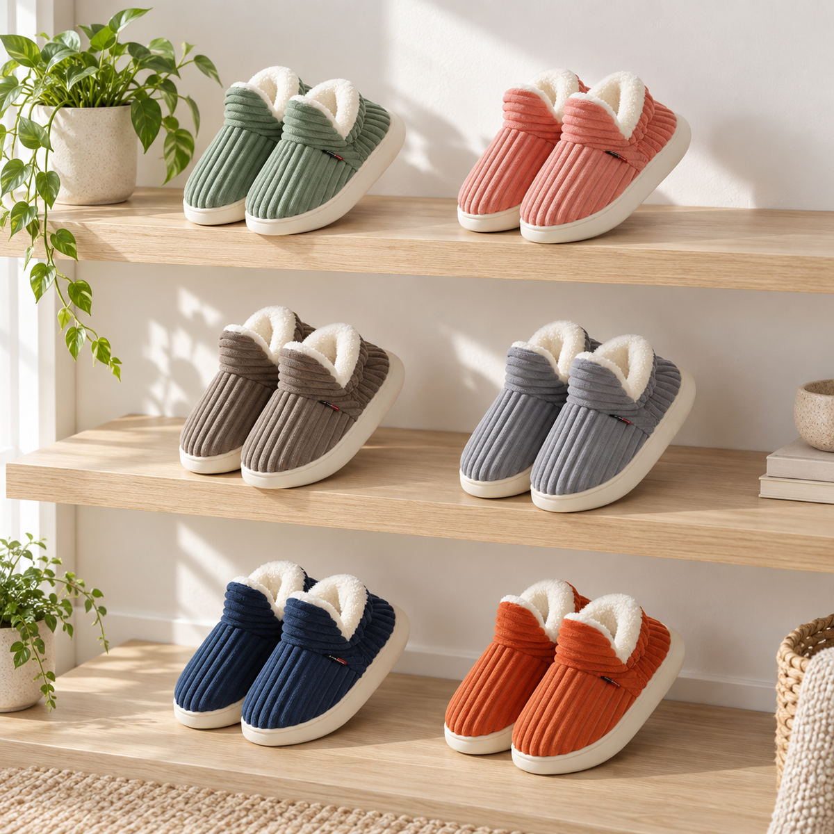 Women's House Slippers, Faux Fur-Lined Closed Toe Slip-On