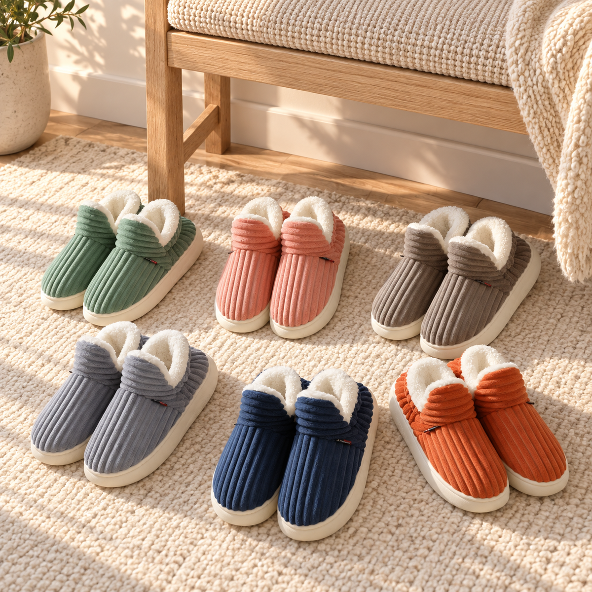 Women's House Slippers, Faux Fur-Lined Closed Toe Slip-On