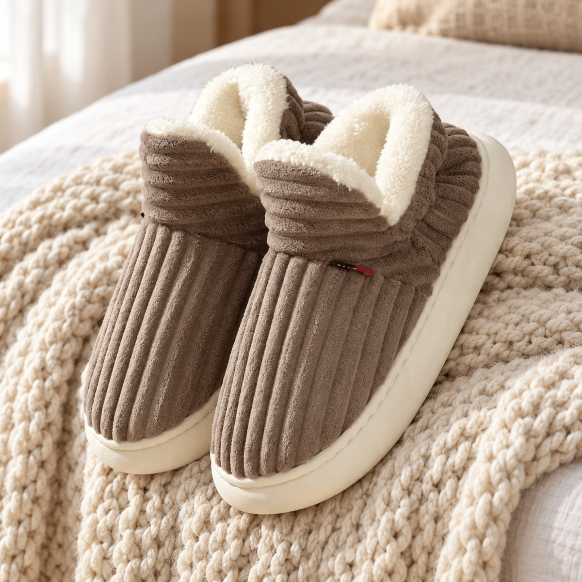 Women's House Slippers, Faux Fur-Lined Closed Toe Slip-On