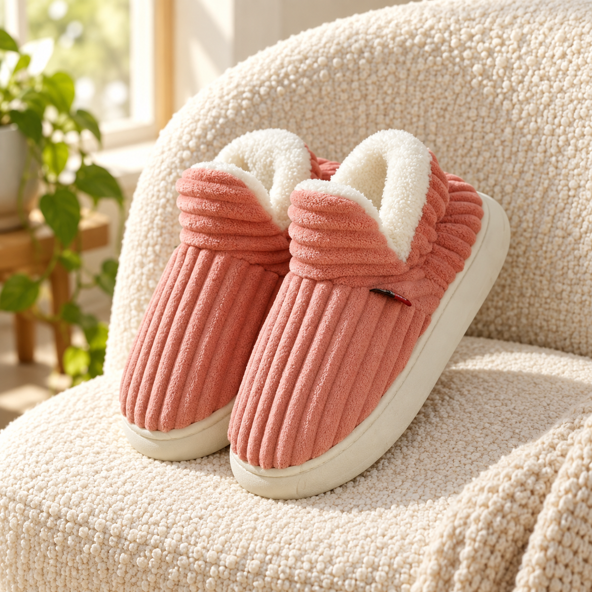 Women's House Slippers, Faux Fur-Lined Closed Toe Slip-On