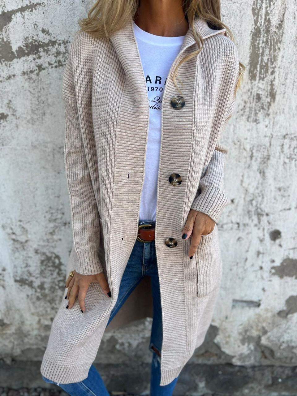 Women’s Long Knit Hooded Cardigan Jacket