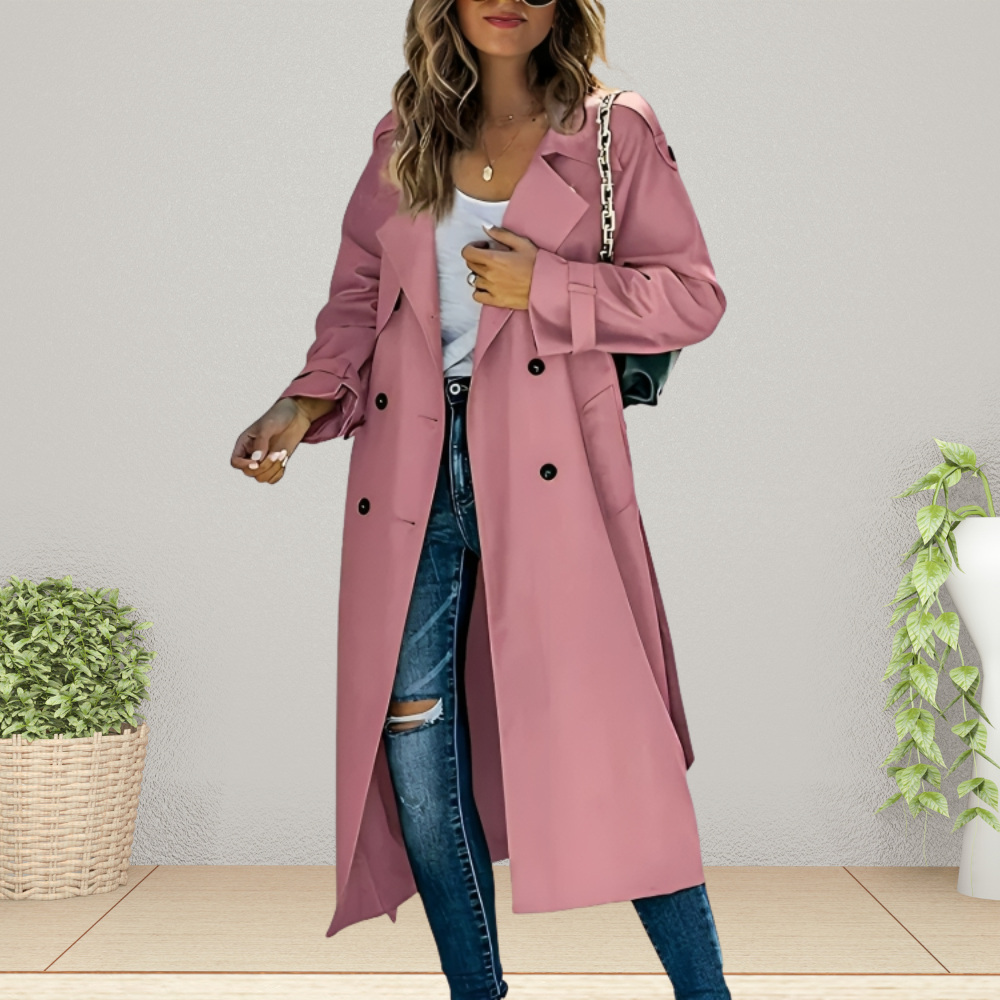Women's Mid-Length Double-Breasted Trench Coat