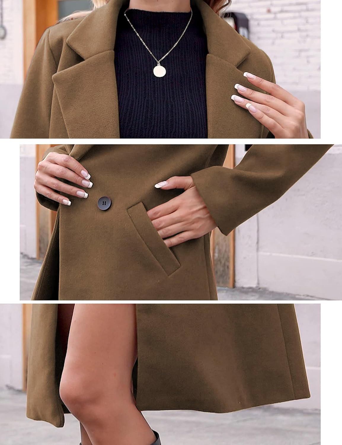 Women's Notch Lapel Longline Coat with Side Pockets