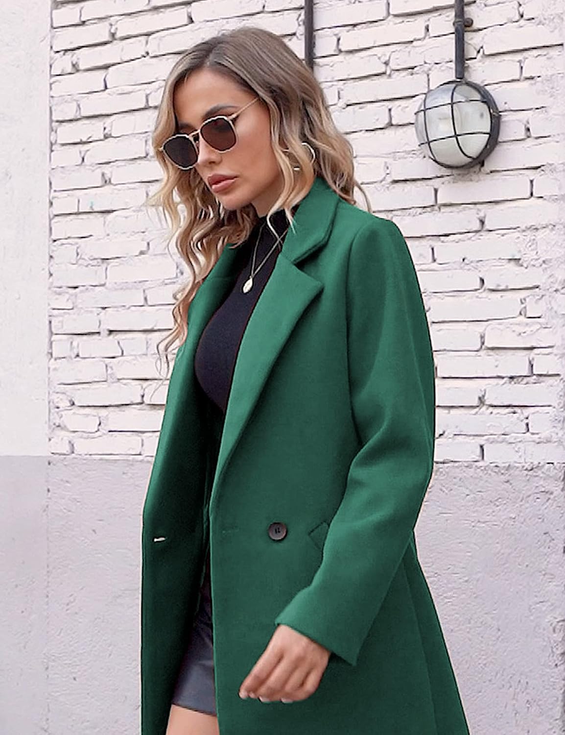 Women's Notch Lapel Longline Coat with Side Pockets