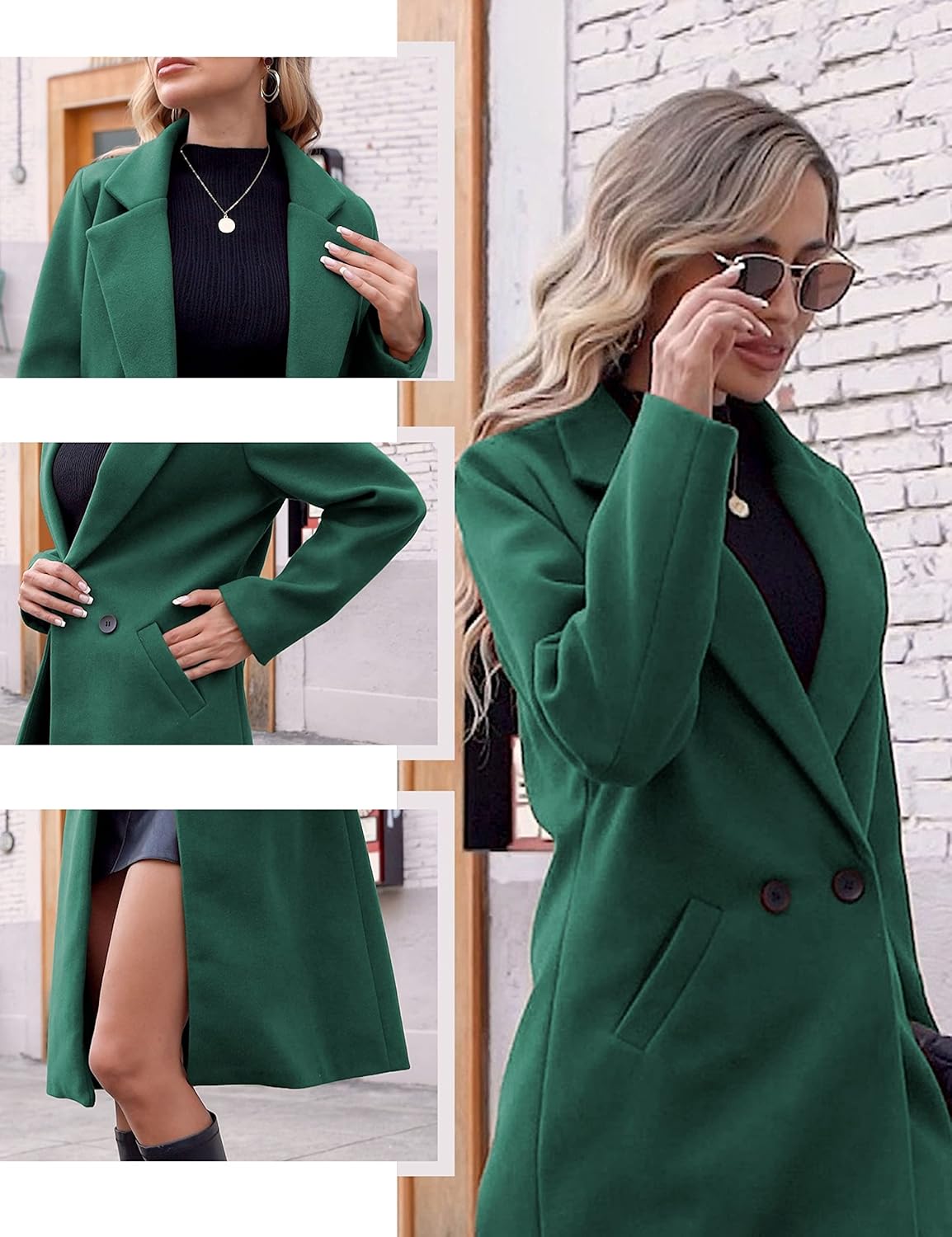 Women's Notch Lapel Longline Coat with Side Pockets